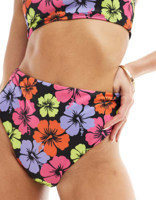 ASOS DESIGN Becky sleek bandeau bikini top in floral
