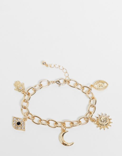 ASOS DESIGN - Bedelarmband met sterrenhangertjes in goudkleur