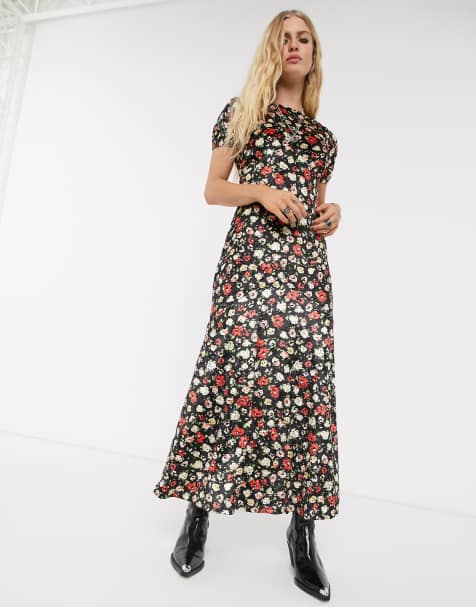 ASOS DESIGN – Bedrucktes Maxi-Freizeitkleid aus Samt