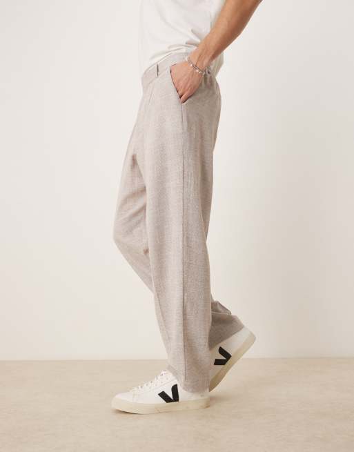ASOS DESIGN – Beiga byxor i oversize med avsmalnande ben, 2 av 5