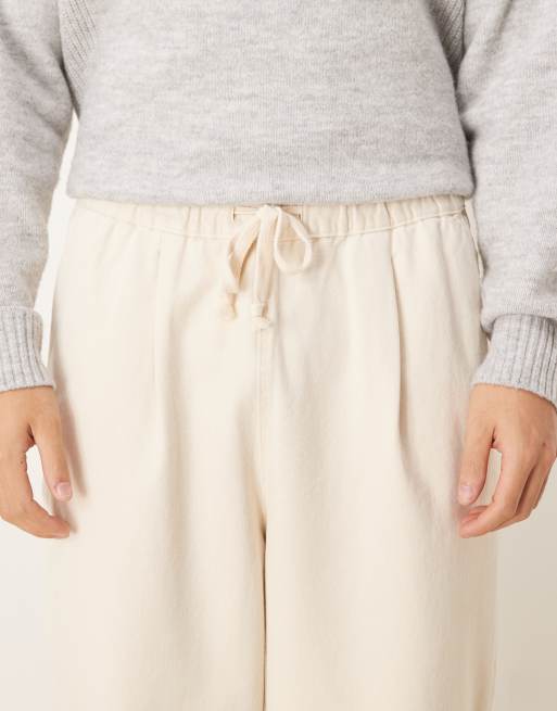 ASOS DESIGN - Beige afslappede pull-on-bukser i tapered pasform, 5 af 5