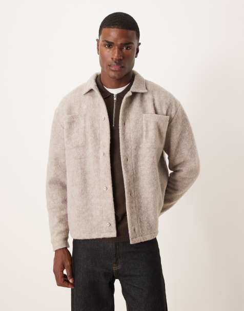 ASOS DESIGN - Beige afslappet jakke i uldlook - view 1