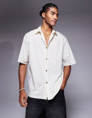 ASOS DESIGN - Beige afslappet poplin-skjorte - view 1