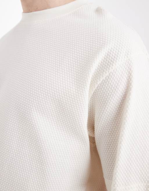 ASOS DESIGN - Beige afslappet T-shirt med elastisk kant og tekstur, 5 af 5