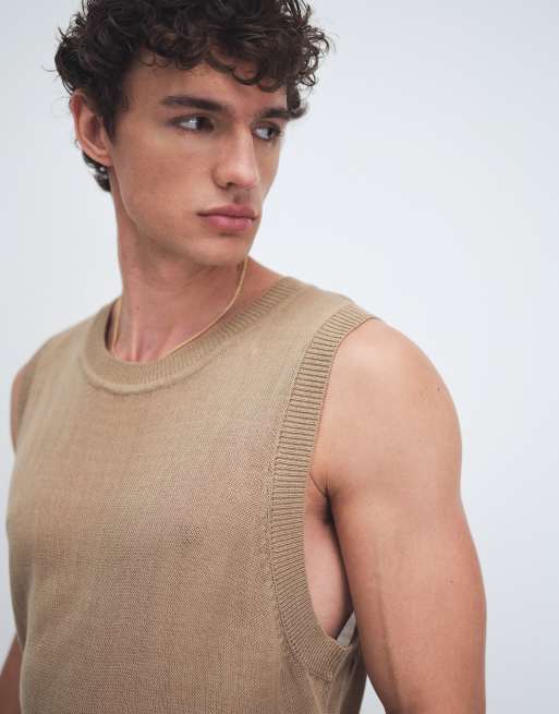 ASOS DESIGN - Beige afslappet tanktop i let strik, 3 af 5