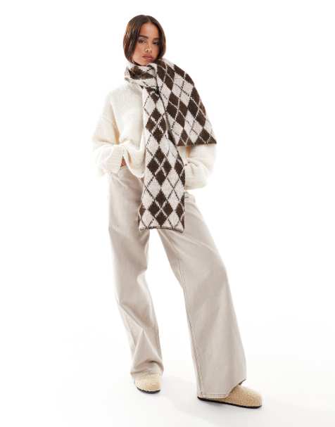 ASOS DESIGN – Beige, argylemönstrad halsduk i yllemix - view 1