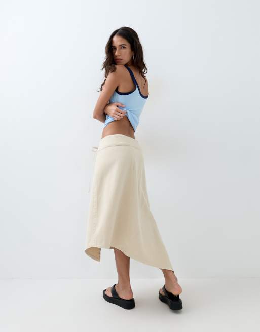 ASOS DESIGN – Beige, asymmetrisk omlottkjol, 2 av 5