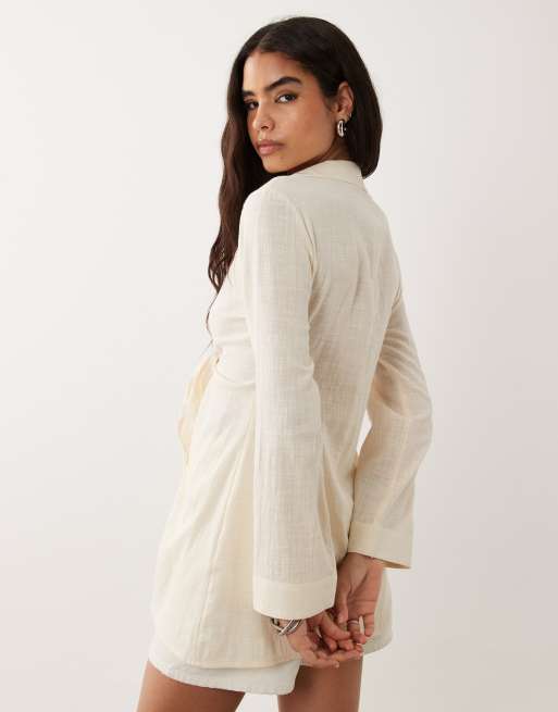 ASOS DESIGN – Beige, avslappnad skjorta i linnelook, 4 av 4