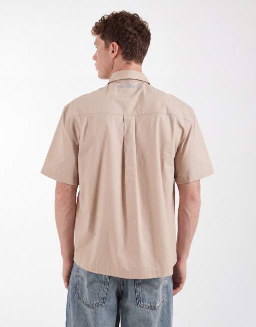 ASOS DESIGN – Beige, avslappnad skjorta med kort dragkedja, 5 av 5
