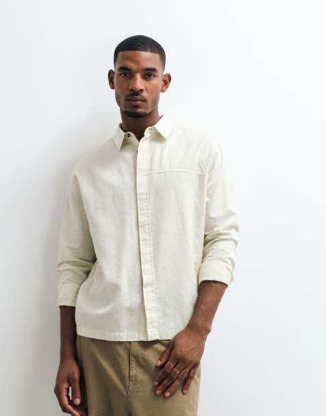 ASOS DESIGN – Beige, avslappnad skjorta med textur - view 1