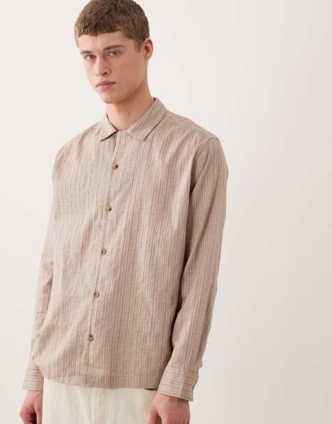 ASOS DESIGN – Beige, avslappnad, strukturerad skjorta med platt krage - view 1
