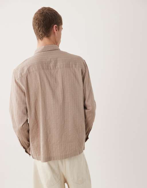 ASOS DESIGN – Beige, avslappnad, strukturerad skjorta med platt krage, 3 av 5
