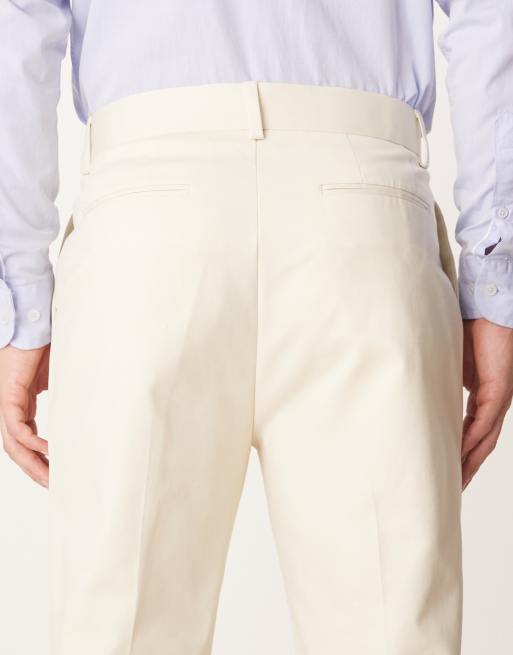 ASOS DESIGN – Beige, avsmalnande finbyxor med synliga knappar, 4 av 5