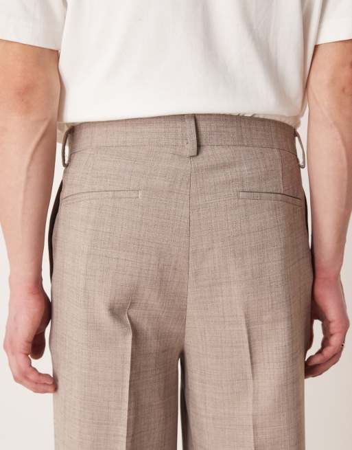 ASOS DESIGN – Beige, avsmalnande kostymbyxor i oversize med crosshatch-mönster, 4 av 5