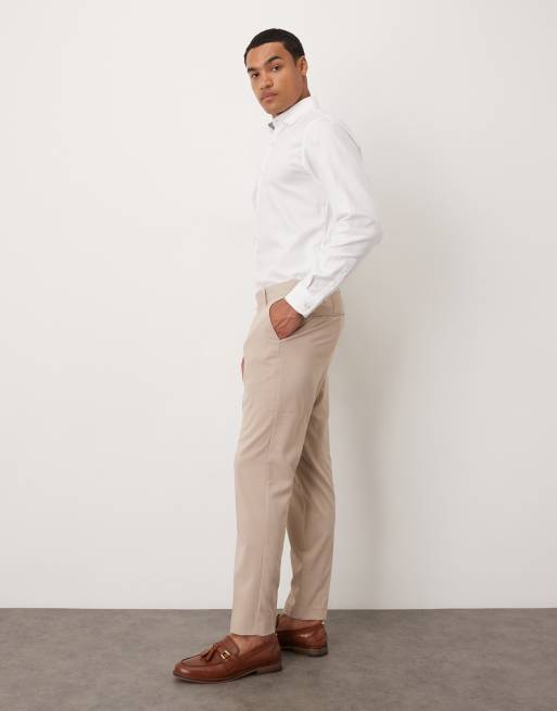 ASOS DESIGN – Beige, avsmalnande kostymbyxor, 3 av 5