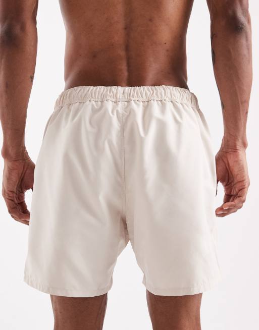 ASOS DESIGN - Beige badeshorts i mellemlængde, 4 af 5