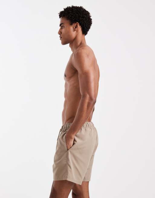 ASOS DESIGN – Beige badshorts i medellång modell, 2 av 5