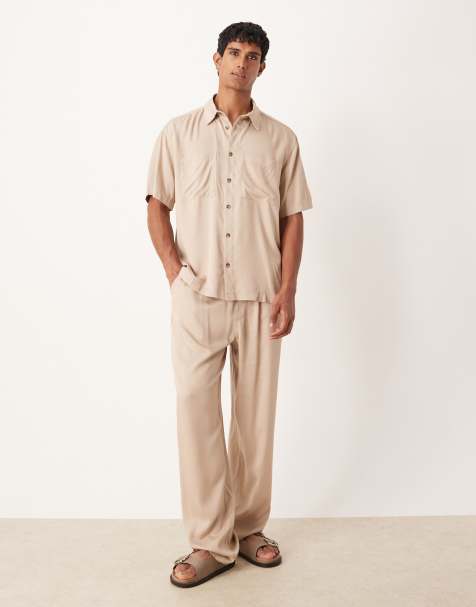 ASOS DESIGN – Beige, baggy byxor, del av set - view 1