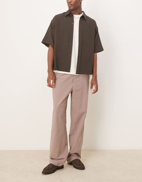 ASOS DESIGN – Beige, baggy jeans i linnemix - view 1
