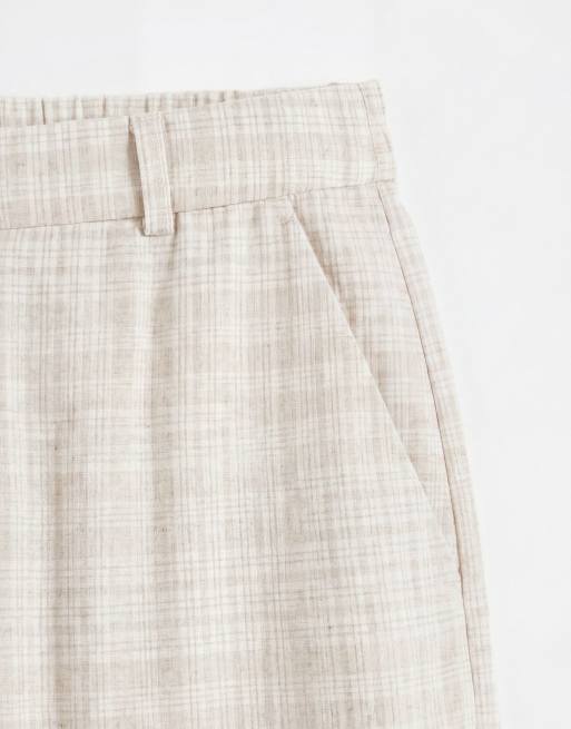ASOS DESIGN – Beige barrelbyxor med dragsko i midjan av linnemix, del av set, 9 av 9