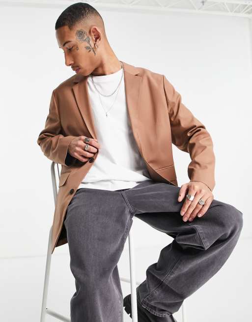 ASOS DESIGN – beige blazer i oversize-modell