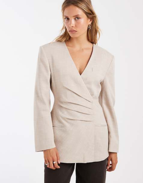 ASOS DESIGN - Beige blazer med plisseret talje - view 1