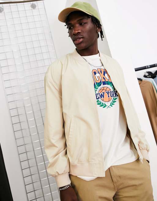 ASOS DESIGN – Beige bomberjacka i oversize