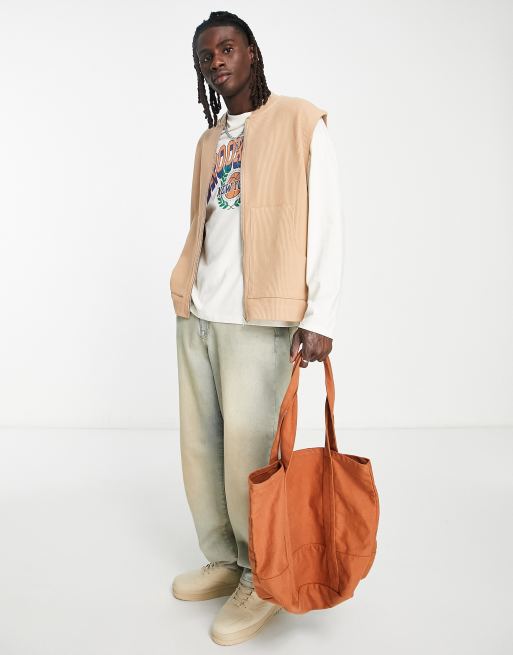 ASOS DESIGN – Beige bomberväst i jersey 