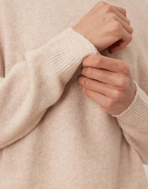 ASOS DESIGN – Beige, borstad och stickad tröja i oversize med rund halsringning, 5 av 5