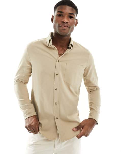 ASOS DESIGN – Beige borstad oxfordskjorta - view 1