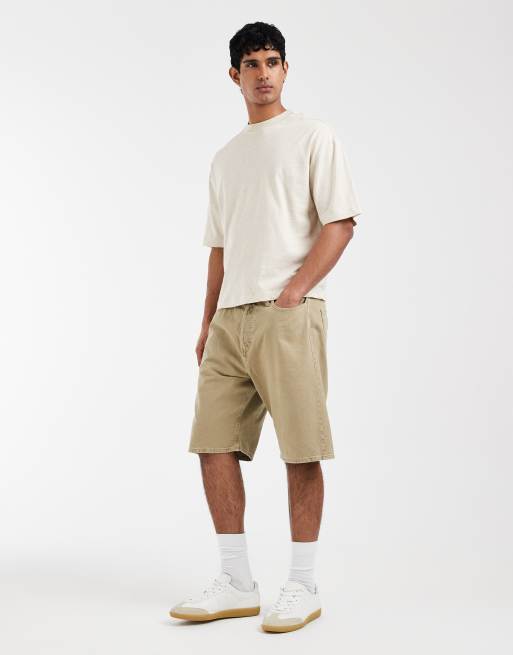 ASOS DESIGN – Beige, boxig t-shirt i oversized fit och linnemix med texttryck baktill , 2 av 5