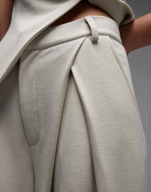 ASOS DESIGN - Beige bukser med brede ben og plisseringer i jerseytwill - Del af sæt, 2 af 5