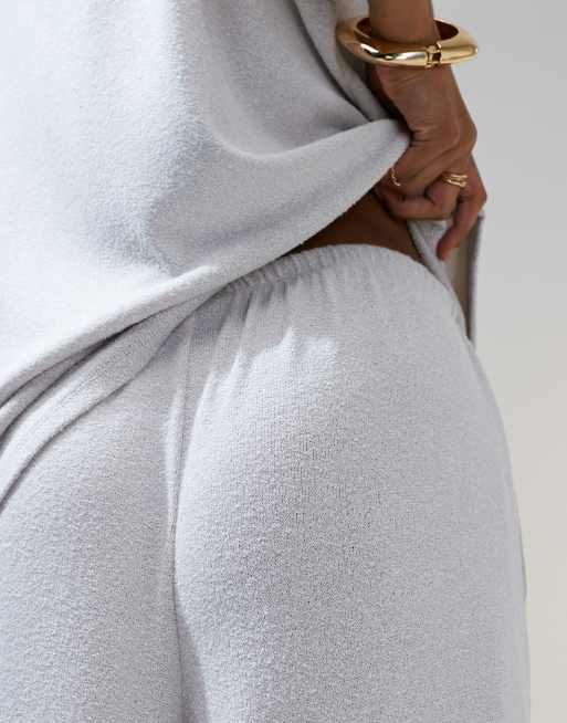 ASOS DESIGN - Beige bukser med vide ben i tekstureret strik - Del af sæt, 2 af 5