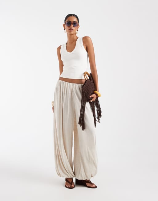 ASOS DESIGN – Beige byxor i jersey och linne med oversize passform och ballongben, 2 av 5