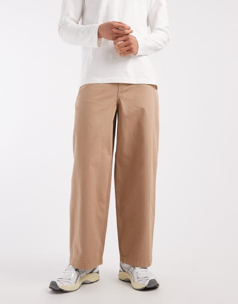 ASOS DESIGN – Beige byxor med barrelben och vintagetvätt - view 1