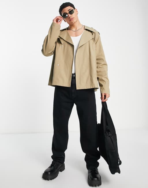 ASOS DESIGN - Beige cropped trench-jakke