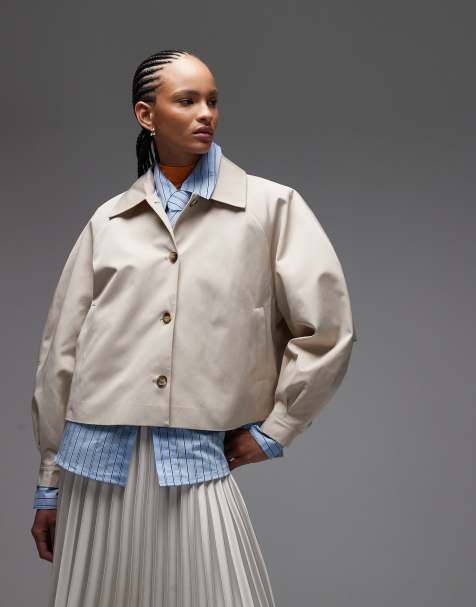 ASOS DESIGN - Beige cropped trenchcoat med kappedetaljer på ryggen - view 1