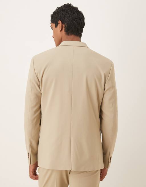 ASOS DESIGN - Beige dobbeltradet habitjakke i regular fit, 3 af 5