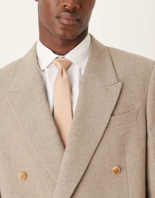 ASOS DESIGN - Beige dobbeltradet og afslappet blazer med firkantet pasform i uldmateriale med mikrotern, 5 af 5