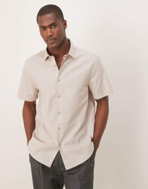 ASOS DESIGN - Beige elegant hørskjorte i Regular Fit - view 1