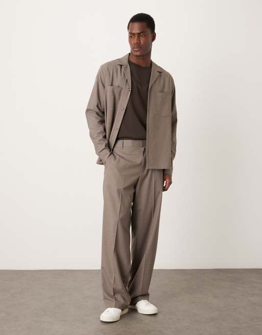 ASOS DESIGN - Beige elegant skjorte med lange ærmer og afslappet pasform - Del af sæt, 2 af 5