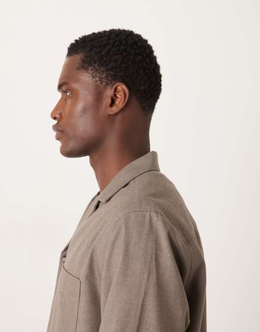 ASOS DESIGN - Beige elegant skjorte med lange ærmer og afslappet pasform - Del af sæt, 4 af 5