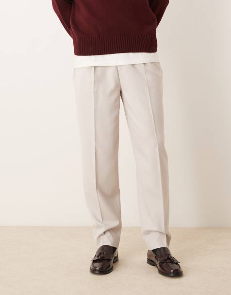 ASOS DESIGN - Beige elegante bukser med oversized tapered pasform og mikrotekstur - view 1