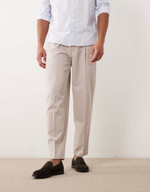 ASOS DESIGN - Beige elegante bukser med oversized tapered pasform og plisseringer, 2 af 5