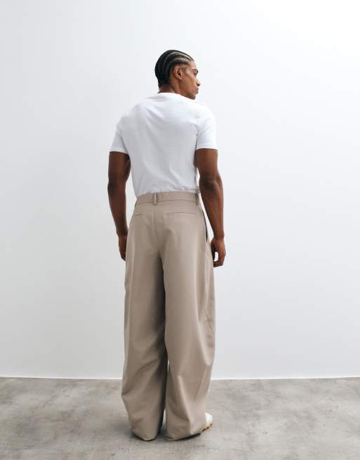 ASOS DESIGN - Beige elegante bukser med tøndeformede ben, 4 af 5