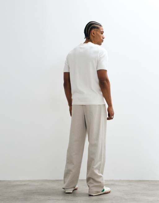 ASOS DESIGN - Beige elegante bukser med vide ben og plisseringer i hørblanding, 3 af 7