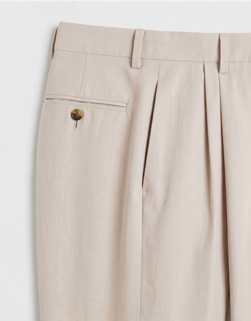 ASOS DESIGN - Beige elegante oversized tapered bukser med læg i hørrigt stof, 8 af 9