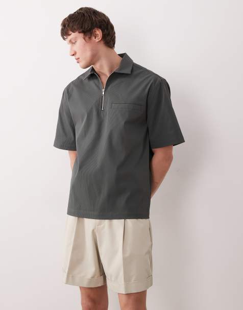 ASOS DESIGN - Beige elegante shorts i twill med vide ben med opsmøg - view 1