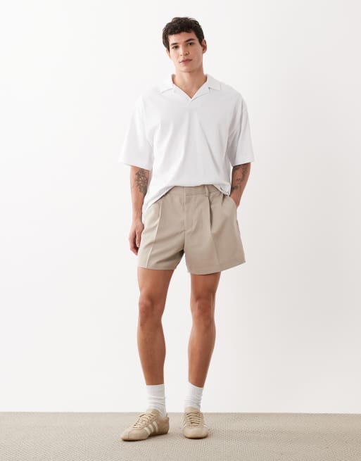 ASOS DESIGN - Beige elegante shorts med vide ben, 2 af 5
