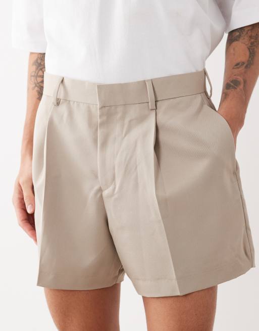 ASOS DESIGN - Beige elegante shorts med vide ben, 4 af 5